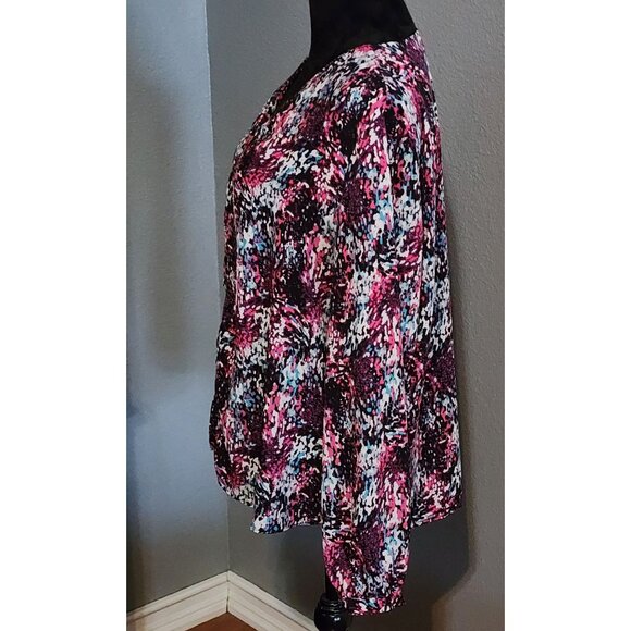 Attention Womens Blouse XL Multicolor Abstract Print Long Sleeve Top indie Y2K - Picture 5 of 7